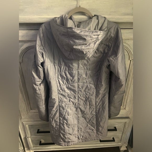 Columbia Mighty Lite Hooded Puffer Rain Jacket Tradwewinds Grey - Picture 10 of 11